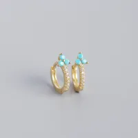 925 Sterling Silver Gem Flower Earrings sku image 5