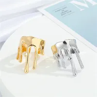 New Two-color Crown Irregular Opening Adjustable Ring Wholesale Nihaowholesale main image 1