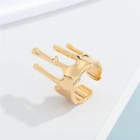 New Two-color Crown Irregular Opening Adjustable Ring Wholesale Nihaowholesale main image 4
