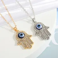 New Turkey Demon Eye Diamond Palm Pendant Necklace Wholesale Nihaowholesale main image 1