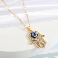 New Turkey Demon Eye Diamond Palm Pendant Necklace Wholesale Nihaowholesale main image 4