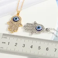New Turkey Demon Eye Diamond Palm Pendant Necklace Wholesale Nihaowholesale main image 5