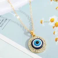 Turkey Blue Eye Pendant Alloy Diamond Necklace Wholesale Nihaowholesale sku image 3