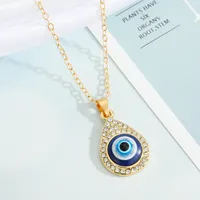 Turkey Blue Eye Pendant Alloy Diamond Necklace Wholesale Nihaowholesale sku image 4