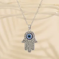 New Turkey Demon Eye Diamond Palm Pendant Necklace Wholesale Nihaowholesale sku image 1