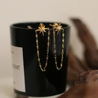 Star 304 Stainless Steel Rhinestones 18K Gold Plated Earrings Ear Studs main image 1