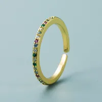 Simple Popular Color Micro-inlaid Zircon Copper Ring Wholesale Nihaowholesale main image 3