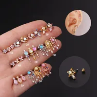 Ear Cartilage Rings & Studs Flower 316 Stainless Steel  Copper Plating Other main image 1