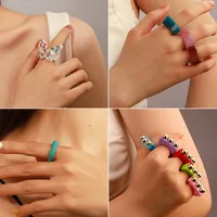 Fashion Transparent Resin Heart Butterfly Acrylic Multicolor Geometric Ring Wholesale Nihaowholesale main image 2