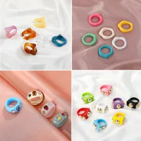 Fashion Transparent Resin Heart Butterfly Acrylic Multicolor Geometric Ring Wholesale Nihaowholesale main image 3