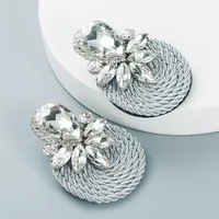 Big Drop Colored Glass Diamond Elastic Rope Braided Earrings Wholesale Nihaowholesale main image 3