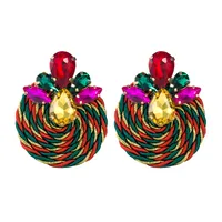 Big Drop Colored Glass Diamond Elastic Rope Braided Earrings Wholesale Nihaowholesale sku image 1