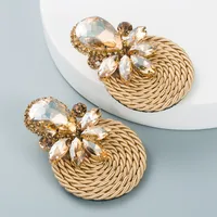 Big Drop Colored Glass Diamond Elastic Rope Braided Earrings Wholesale Nihaowholesale sku image 8