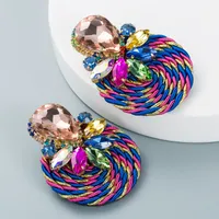 Big Drop Colored Glass Diamond Elastic Rope Braided Earrings Wholesale Nihaowholesale sku image 9