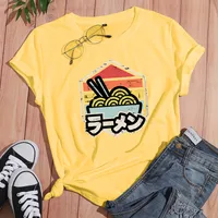 Cartoon Ramen Print Casual Short-sleeved T-shirt Wholesale Nihaowholesale main image 1