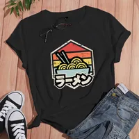 Cartoon Ramen Print Casual Short-sleeved T-shirt Wholesale Nihaowholesale sku image 4