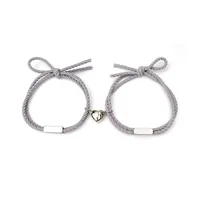European And American New Rubber Band Rope Stainless Steel Alloy Love Magnet Suction Couple Bracelet A Pair Of Ornament main image 5