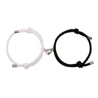 Alloy Heart Magnets Attract Simple Couple Bracelets A Pair Jewelry Wholesale Nihaowholesale main image 4