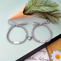 European And American New Rubber Band Rope Stainless Steel Alloy Love Magnet Suction Couple Bracelet A Pair Of Ornament sku image 3