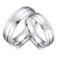 Wholesale Jewelry Stripe Inlaid Diamond Stainless Steel Ring Nihaowholesale sku image 1
