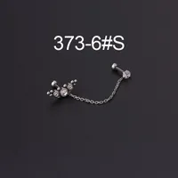 Ear Cartilage Rings & Studs Fashion Printing 316 Stainless Steel  Artificial Gemstones sku image 6