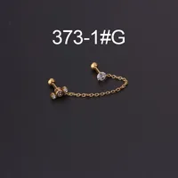 Ear Cartilage Rings & Studs Fashion Printing 316 Stainless Steel  Artificial Gemstones sku image 7