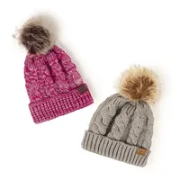 Korean Style Warm Leather Label Fur Ball Knitted Hat Wholesale Nihaowholesale main image 3