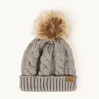 Korean Style Warm Leather Label Fur Ball Knitted Hat Wholesale Nihaowholesale sku image 2