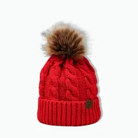 Korean Style Warm Leather Label Fur Ball Knitted Hat Wholesale Nihaowholesale sku image 8