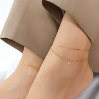 Marka French Ins Ornament Personality Chain Design Sense Double-circle Anklet Foot Ornaments Titanium Steel 18k Real Gold Anklet For Women main image 3