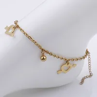 Korean Style Heart 304 Stainless Steel Titanium Steel 18K Gold Plated Women'S Anklet main image 3
