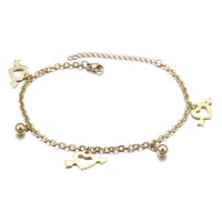 Korean Style Heart 304 Stainless Steel Titanium Steel 18K Gold Plated Women'S Anklet sku image 1