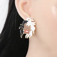 Black And White Hair Halloween Ghost Tassel Long Diamond Earrings Wholesale Jewelry Nihaowholesale main image 2