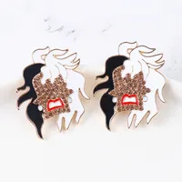 Black And White Hair Halloween Ghost Tassel Long Diamond Earrings Wholesale Jewelry Nihaowholesale main image 3