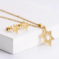 Stainless Steel 18K Gold Plated Korean Style Plating Hexagram Pendant Necklace main image 5