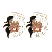 Black And White Hair Halloween Ghost Tassel Long Diamond Earrings Wholesale Jewelry Nihaowholesale sku image 1