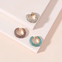 Wholesale Jewelry Fashion C Shape Alloy Artificial Gemstones Diamond Earrings main image 2