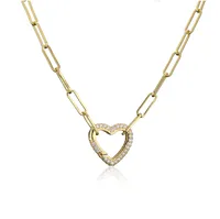 Fashion Micro-inlaid Zircon Peach Heart Cable Chain Copper Necklace Wholesale Nihaowholesale main image 3