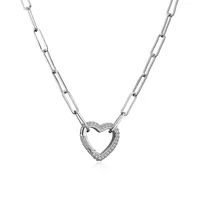 Fashion Micro-inlaid Zircon Peach Heart Cable Chain Copper Necklace Wholesale Nihaowholesale main image 4