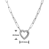 Fashion Micro-inlaid Zircon Peach Heart Cable Chain Copper Necklace Wholesale Nihaowholesale main image 5