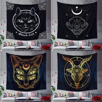 Fashion Black Cat Animal Tapestry Background Cloth Home Decoration Wholesale Nihaowholesale main image 2