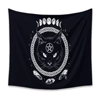 Fashion Black Cat Animal Tapestry Background Cloth Home Decoration Wholesale Nihaowholesale main image 3