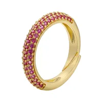 Simple Fashion Micro-inlaid  Multi-color Zircon Adjustable Copper Ring Wholesale Nihaowholesale sku image 2
