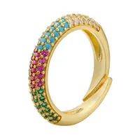 Simple Fashion Micro-inlaid  Multi-color Zircon Adjustable Copper Ring Wholesale Nihaowholesale sku image 3
