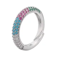 Simple Fashion Micro-inlaid  Multi-color Zircon Adjustable Copper Ring Wholesale Nihaowholesale sku image 9
