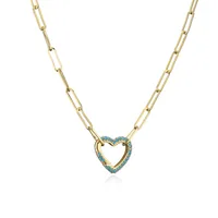 Fashion Micro-inlaid Zircon Peach Heart Cable Chain Copper Necklace Wholesale Nihaowholesale sku image 3