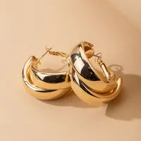 Exaggerated Round Cross Earrings South Korea Trendy Ear Buckle Minimalist Ear Jewelry Wholesale sku image 1
