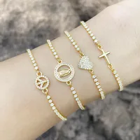 Simple Diamond Cross Heart Shape Portrait Bracelet Wholesale Jewelry Nihaowholesale main image 1