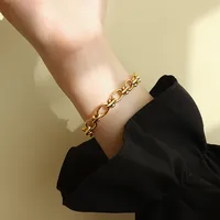 Fashion Geometric 304 Stainless Steel 18K Gold Plated No Inlaid Bracelets In Bulk sku image 1