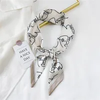 Fashion Streamer Printing Bow Silk Scarf Wholesale sku image 11